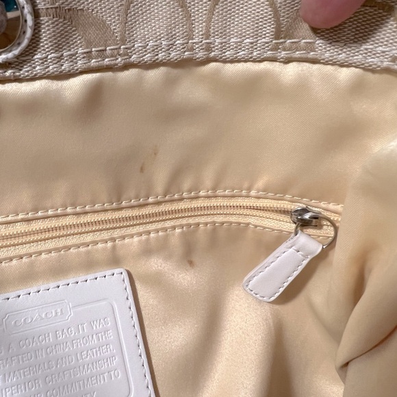 COACH Large Signature Logo Canvas and Leather Hobo Bag - Picture 12 of 14